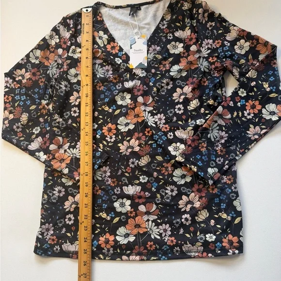 NWT SUNBS Graphic Shirts for Women V Neck Blouses Casual Soft Women Long Sleeve - Picture 3 of 7